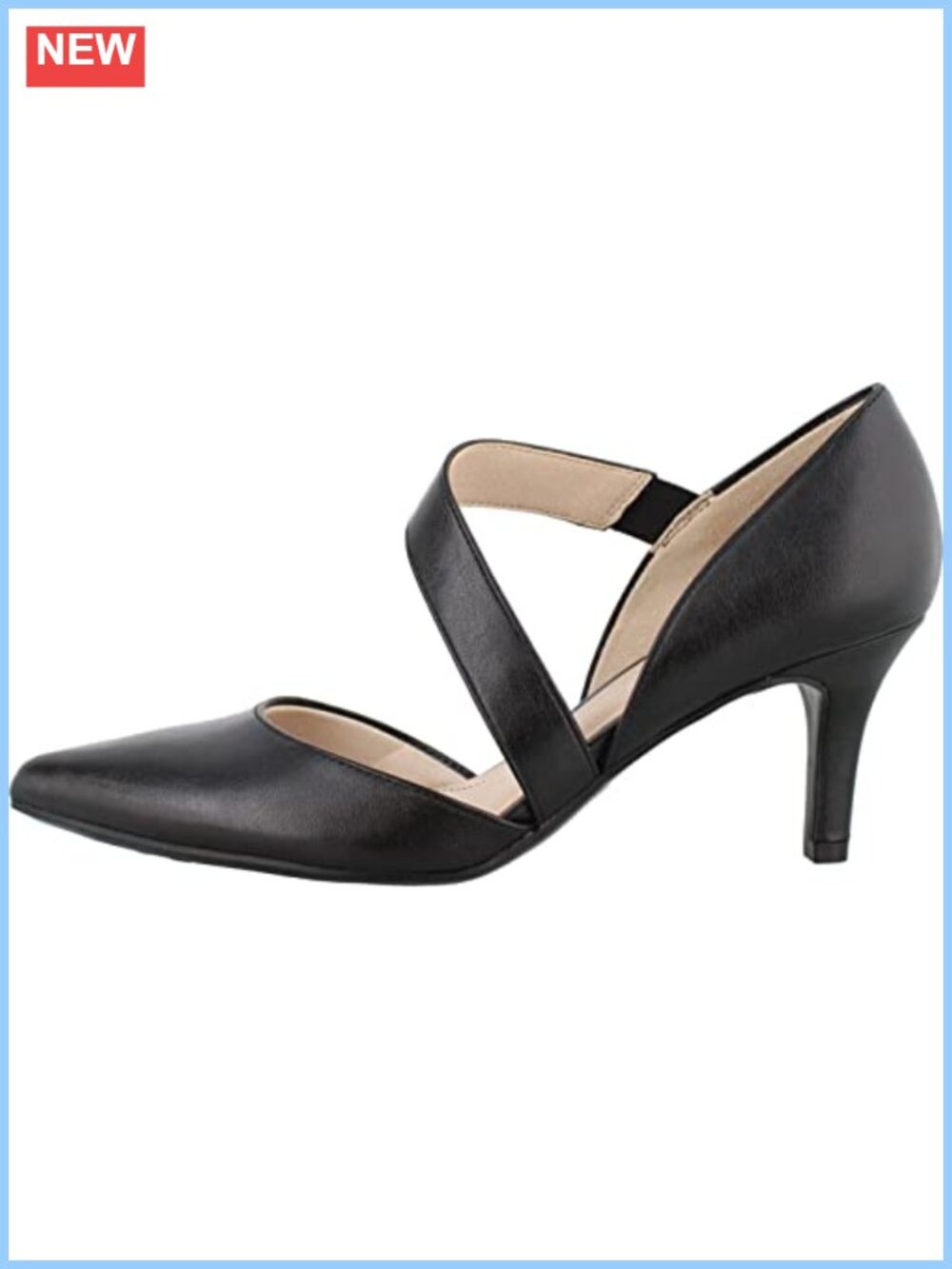 Women's Slip-On High Heeled Pumps with Elastic Strap Detail